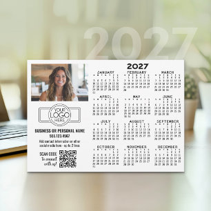 2027 Calendar with logo, QR Code, Photo and More Holiday Card