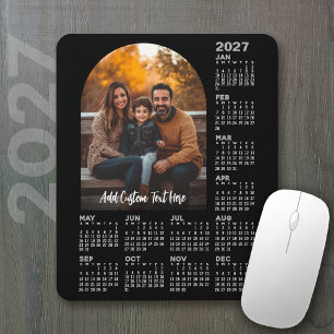 2027 Calendar with Photo - Full Year Black Mouse Mat