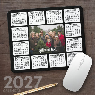 2027 Calendar with Photo in the Centre Black White Mouse Mat