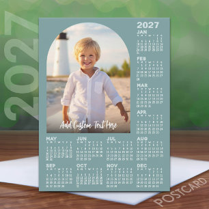 2027 Calendar with Photo - Modern Arch Holiday Postcard