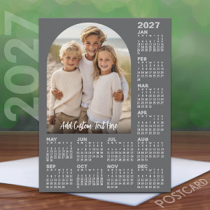 2027 Calendar with Photo - Modern Arch Holiday Postcard