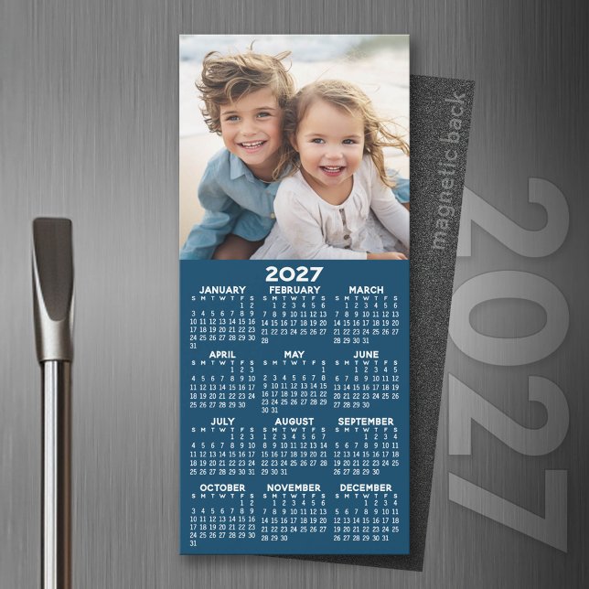 2027 Calendar with Photo Modern Minimalist Magnet (2027 Magnet Calendar)