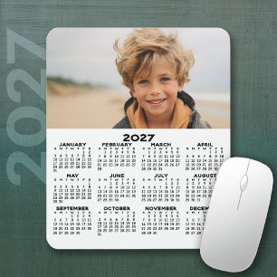 2027 Calendar with Photo - Year View Vertical Mouse Mat