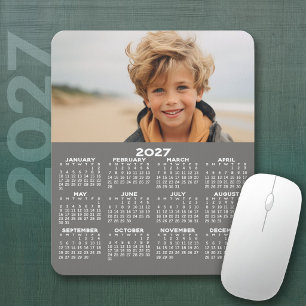 2027 Calendar with Photo - Year View Vertical Mouse Mat