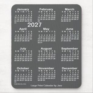 2027 Charcoal Large Print Calendar by Janz Mouse Mat