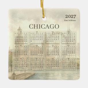 2027 Chicago Navy Pier Calendar Year at a Glance Ceramic Ornament