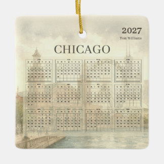 2027 Chicago Navy Pier Calendar Year at a Glance Ceramic Ornament