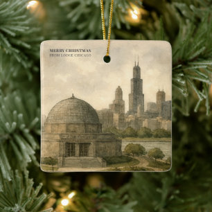 2027 Chicago Planetarium Calendar Business QR Code Ceramic Ornament