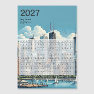 2027 Chicago Skyline Architecture Calendar Card