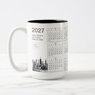 2027 Chicago Skyline Business Logo Minimalist  Two-Tone Coffee Mug