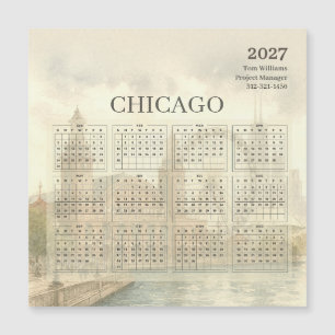 2027 Chicago Skyline Calendar Magnet Card