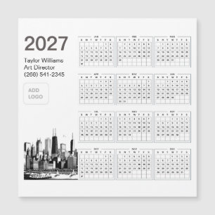 2027 Chicago Skyline Logo Minimalist Calendar Card