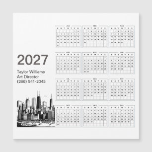 2027 Chicago Skyline Minimalist Calendar Card