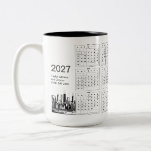 2027 Chicago Skyline Minimalist Desk Decor Two-Tone Coffee Mug