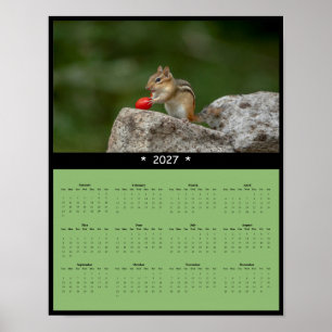 2027 Chipmunk Wall Calendar - Tiny Trailblazer Poster