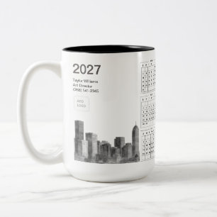 2027 Denver Skyline Business Logo Minimalist  Two-Tone Coffee Mug