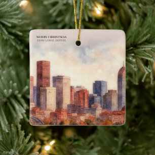 2027 Denver Skyline Calendar Business QR Code Ceramic Ornament