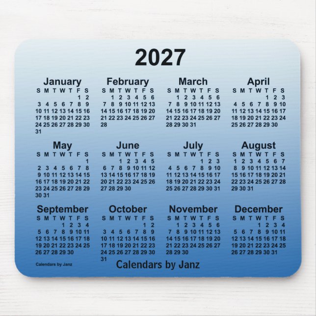 2027 Faded Blue Calendar by Janz Mouse Pad (Front)