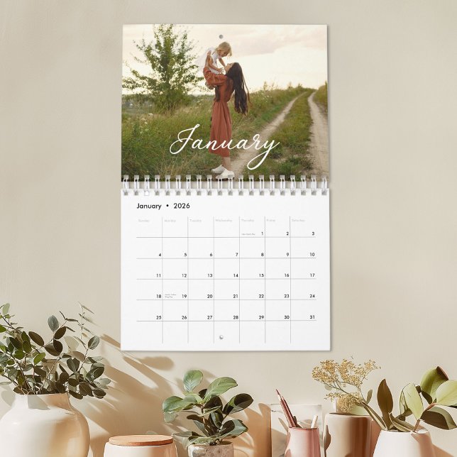 2027 Family Custom Photo Chic Script Calendar (Creator Uploaded)