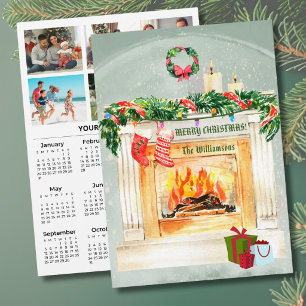 2027 Festive 6 Photo Personalised 2027 Calendar Holiday Card