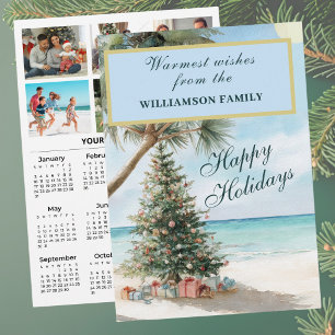 2027 Festive 6 Photo Personalised 2027 Calendar Holiday Card