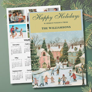 2027 Festive 6 Photo Personalised 2027 Calendar Holiday Card
