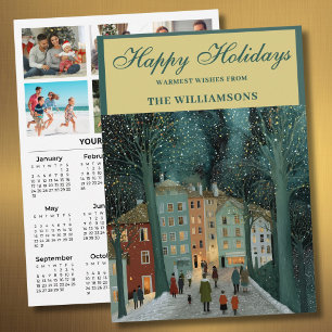 2027 Festive 6 Photo Personalised 2027 Calendar Holiday Card