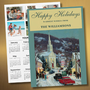 2027 Festive 6 Photo Personalised 2027 Calendar Holiday Card