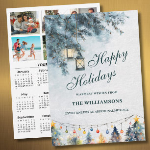 2027 Festive 6 Photo Personalised 2027 Calendar Holiday Card