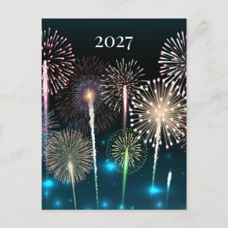 2027 Fireworks, Happy New Year Postcard