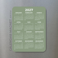 2027 Full Year Calendar Basic Mini Sage Green