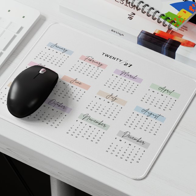 2027 FULL YEAR CALENDAR PASTEL HANDWRITTEN SCRIPT MOUSE MAT (Creator Uploaded)