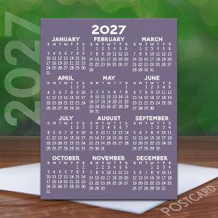 2027 Full Year View Calendar - Basic Minimal Postcard