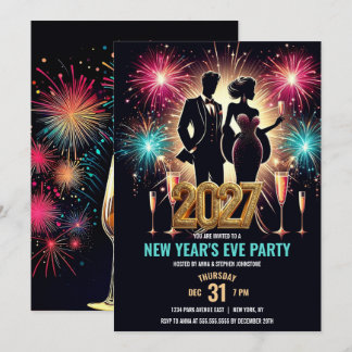 2027 Glamorous New Year's Eve Party Fireworks Invitation
