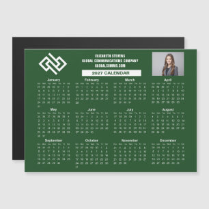 2027 Green Business Calendar Custom Magnet