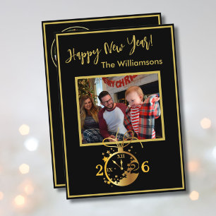 2027 Happy New Year's 4 Photo Clock Card
