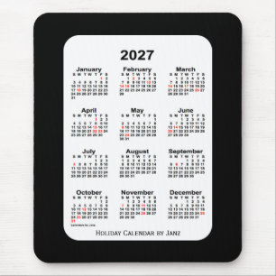 2027 Holiday Two Tone Black Calendar by Janz Mouse Mat