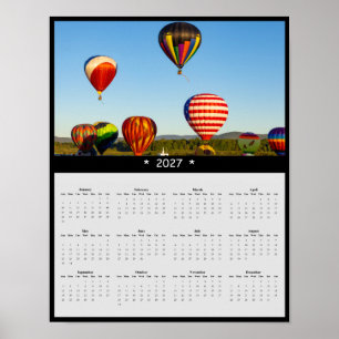 2027 Hot Air Balloon Wall Calendar - Golden Hour Poster