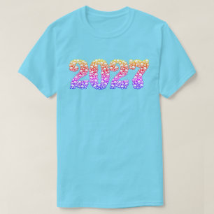 2027 in Colourful Skulls T-Shirt