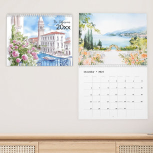 2027 Italy Scenery Watercolor Family Calendar