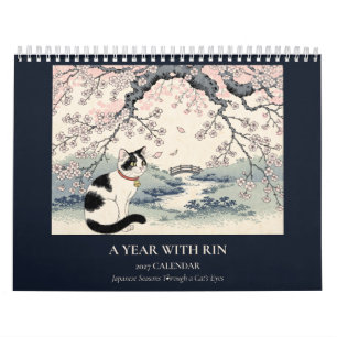 2027 Japanese Cat Art Wall Calendar A Year with