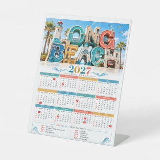 2027 Long Beach California Coastal Landmark Pedestal Sign