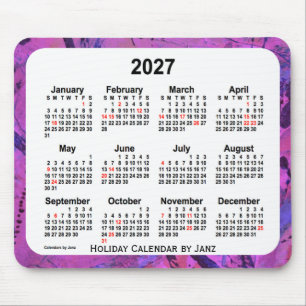 2027 Magenta Holiday Art Calendar by Janz Mouse Mat