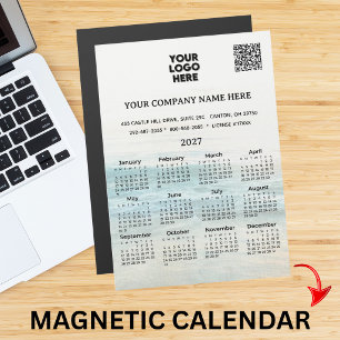 2027 Magnet Calendar Business Name Logo QR Code