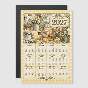 2027 Magnetic Calendar -Vintage Farmhouse Chickens