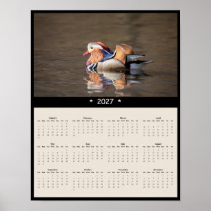2027 Mandarin Duck Wall Calendar - Wildlife Poster