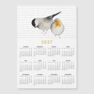 2027 Matthew 6:26 Watercolor Birds Calendar Magnet