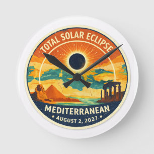 2027 Mediterranean Solar Eclipse Round Clock