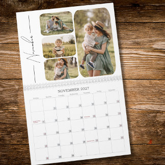 2027 Minimal Modern Custom Photo Collage Calendar