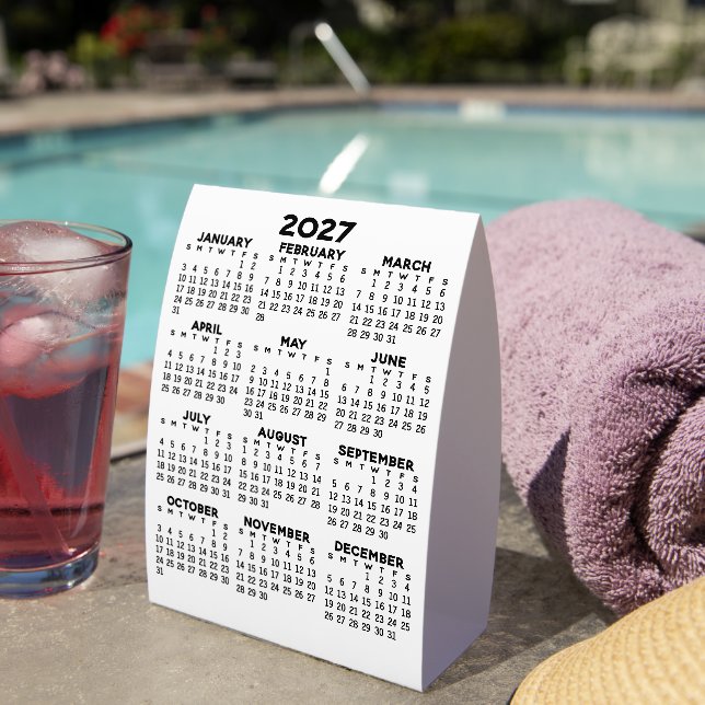 2027 Minimalist Simple Black Calendar (Insitu(On Table))